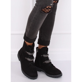 Botas pretas com cordões H8-118 pretas preto 1 Botas pretas com cordões H8-118 pretas preto 1