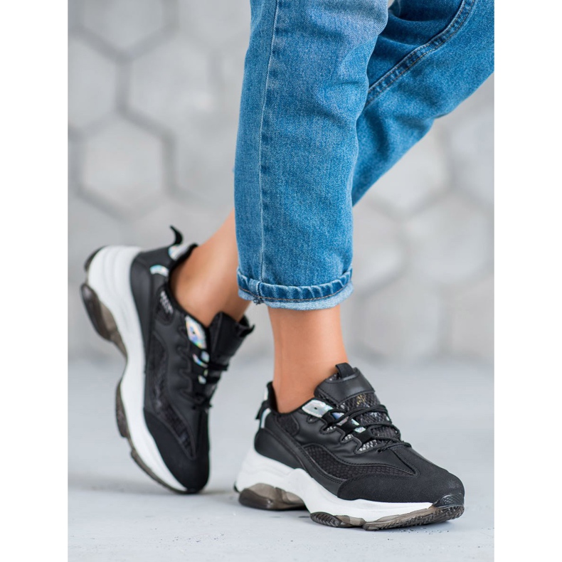 Kayla Tênis com estampa de cobra preto 1