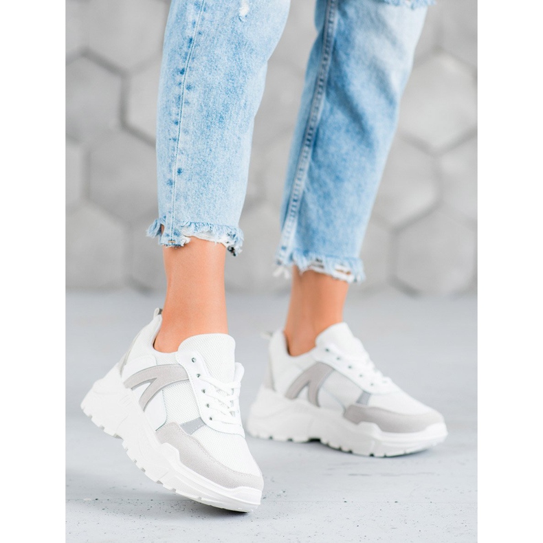 SHELOVET Calçado amarrado na plataforma branco 2