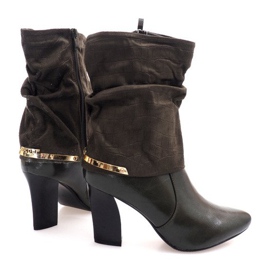 Botas elegantes com fivela em poste 1723 Khaki multicolorido verde 1