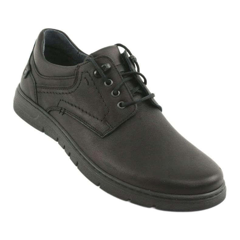 Sapatos masculinos Riko 902 com atacadores preto 1