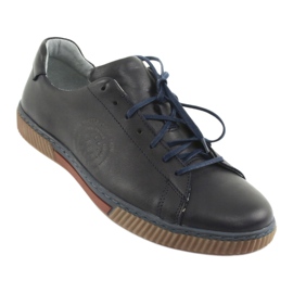 Riko Sapatos de couro masculino 893 azul marinho 1