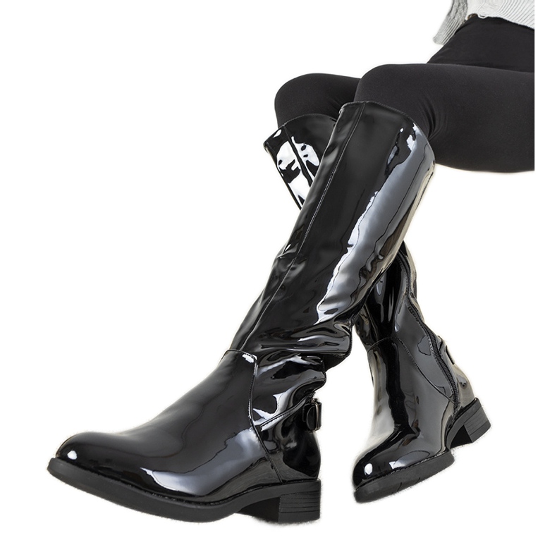 Botas lacadas pretas W-90 preto 1