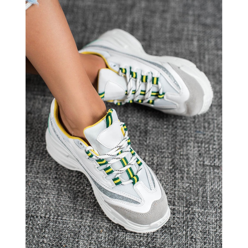 SHELOVET Tênis Branco Com Brilho 1