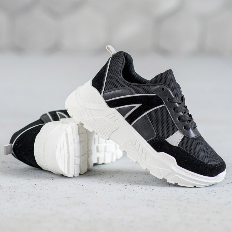 SHELOVET Calçado amarrado na plataforma preto 1