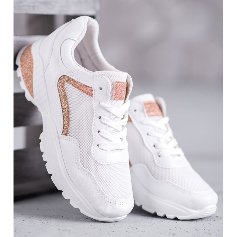 SHELOVET Calçado desportivo com brilho branco 1