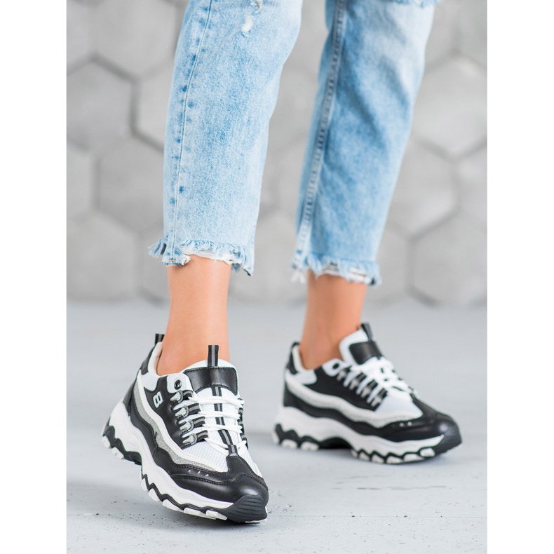 Yes Mile Tênis Com Brilho branco preto 2