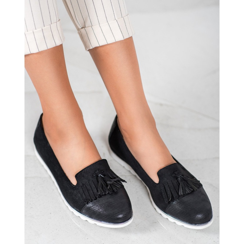 SHELOVET Senhores com franjas preto 1