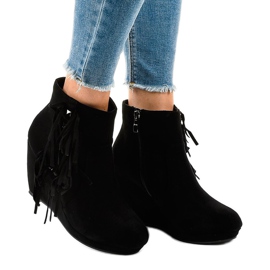 Botins de camurça preta boho LBS2586 preto 2