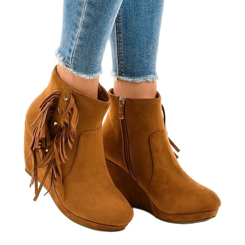Botins de camelo camurça boho LBS2586 castanho 1