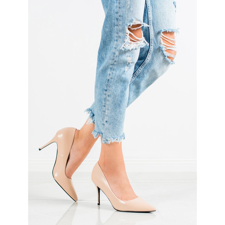 Diamantique Saltos altos de couro ecológico marrom 1