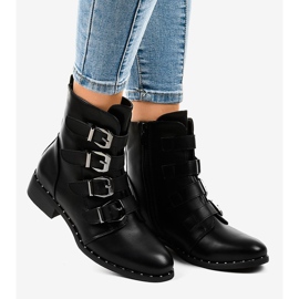 Botas pretas femininas com fivelas S120 preto 2