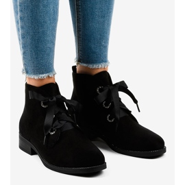 Botas de camurça preta com cordões K123 preto 1 Botas de camurça preta com cordões K123 preto 1