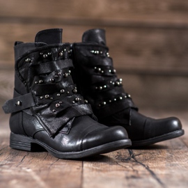GISICODE Sapatos de pedra com pérolas preto 1