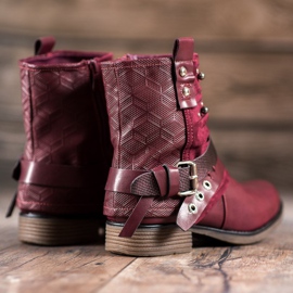 SHELOVET Botas com strass vermelho 2