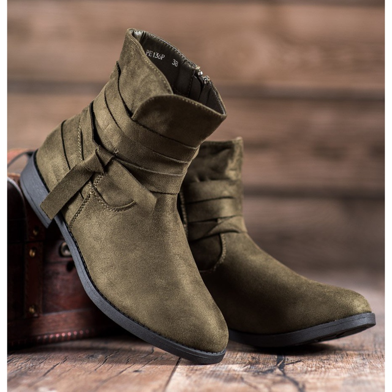 Seastar Botas de salto plano verde 1