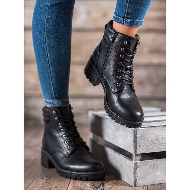 Abloom Botas de amarrar preto 1