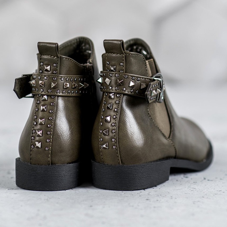 SHELOVET Botas verdes chelsea com strass 1