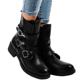 Botas pretas femininas com fivelas HQ1588 preto 1 Botas pretas femininas com fivelas HQ1588 preto 1