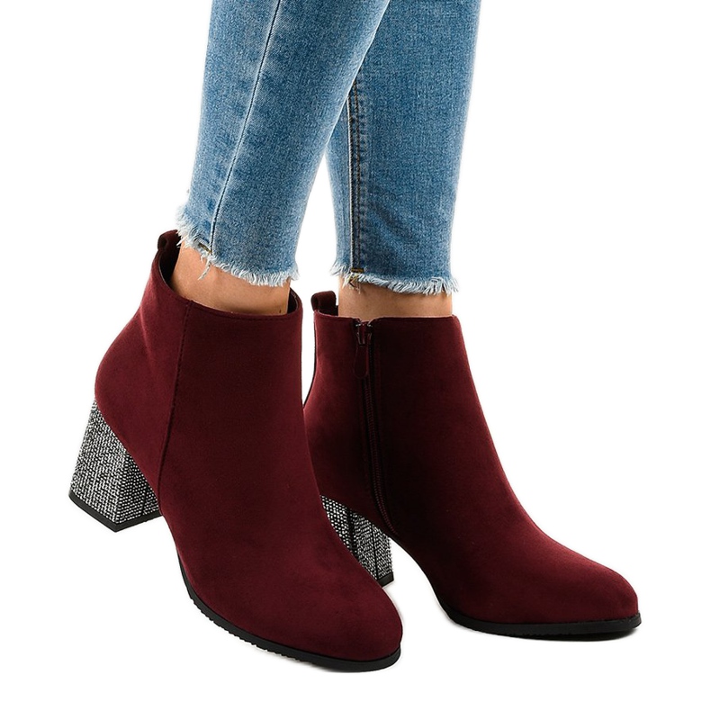Botas de camurça marrom na coluna DS00055 vermelho 2