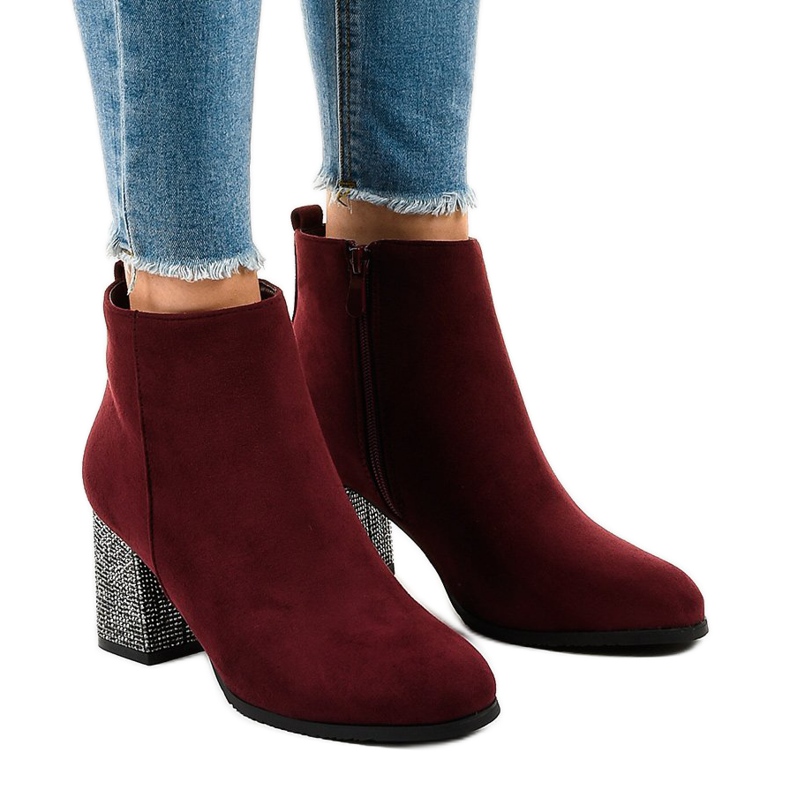 Botas de camurça marrom na coluna DS00055 vermelho 1