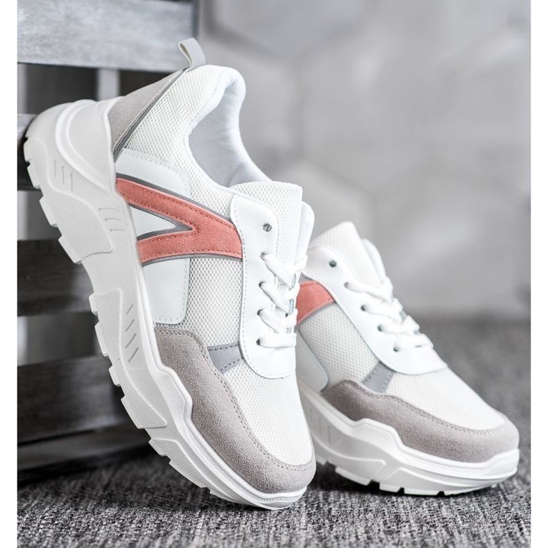 SHELOVET Tênis esportivos branco rosa multicolorido 2
