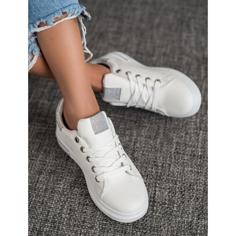 SHELOVET Tênis de couro ecológico branco 1