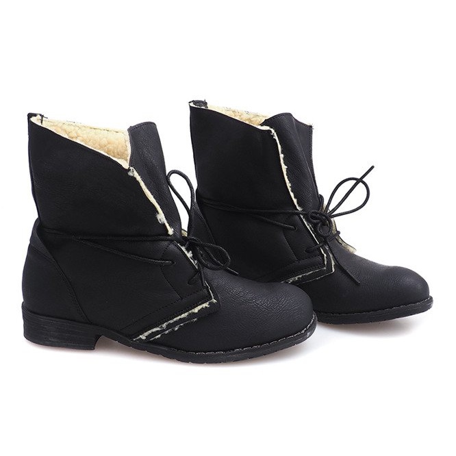 Botas de amarrar com pelo preto 8848 1 Botas de amarrar com pelo preto 8848 1