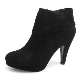 Botas elegantes em renda de salto alto 6-67 pretas preto 2