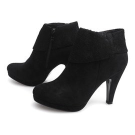 Botas elegantes em renda de salto alto 6-67 pretas preto 1