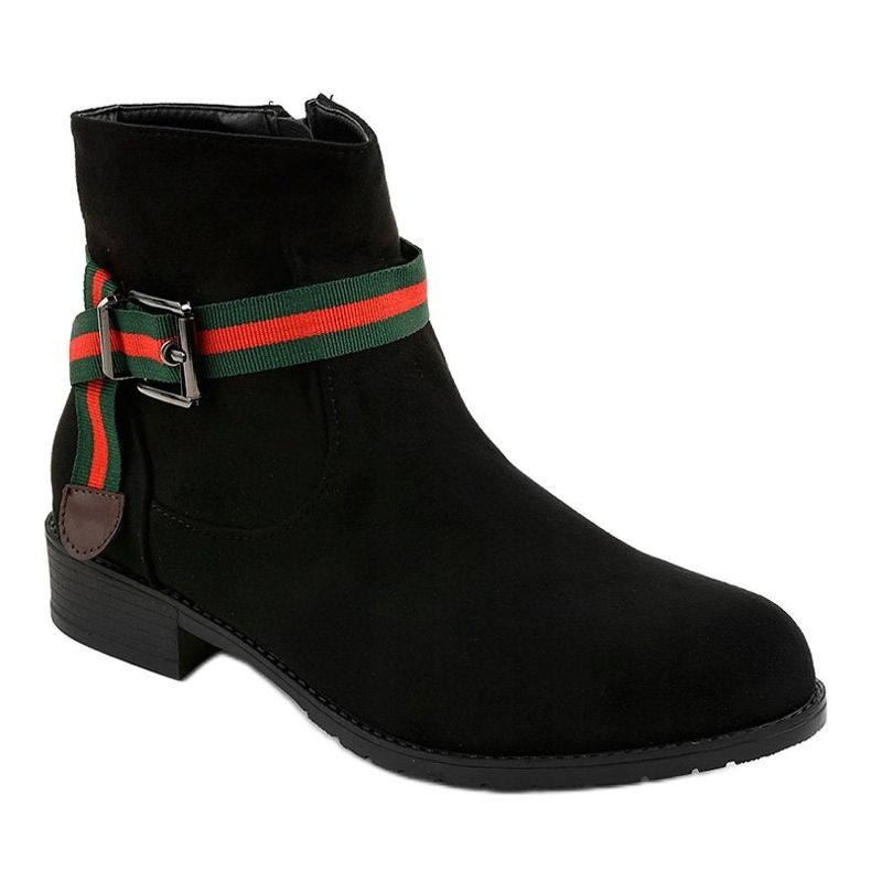 Botins de camurça preta com fivela 6119 preto 1