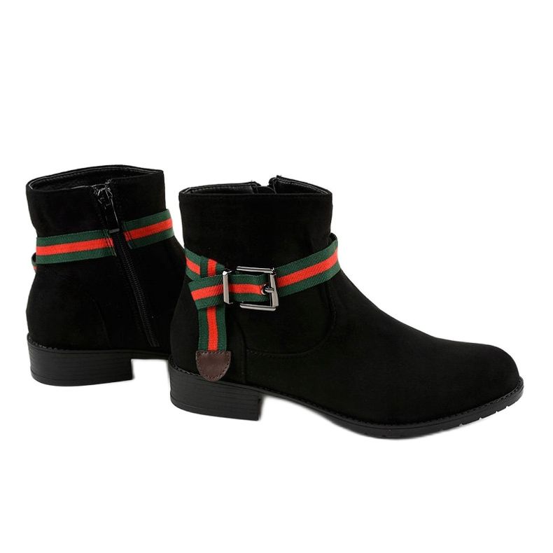 Botins de camurça preta com fivela 6119 preto 2