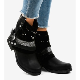 Botas pretas com isolamento, A-351 ricamente decoradas preto 2 Botas pretas com isolamento, A-351 ricamente decoradas preto 2