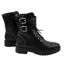 Botas de cano altas femininas negras com zíper A-321 preto 1