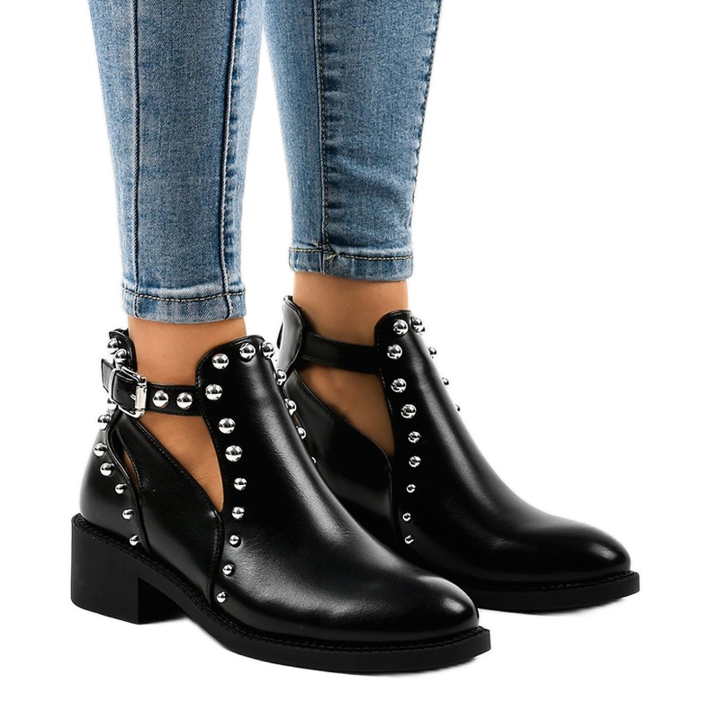Botas pretas femininas no poste A-407 preto 1