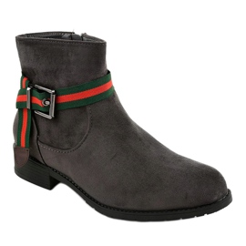 Botas de camurça cinza no poste com fivela 6119 1