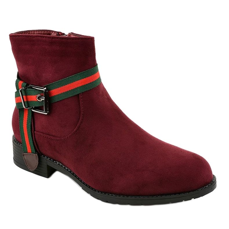 Botas de camurça marrom no poste com fivela 6119 vermelho 1