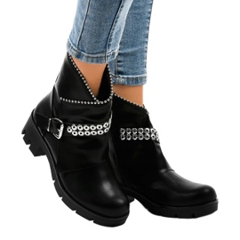 Botas pretas femininas decoradas com A-337 preto 1 Botas pretas femininas decoradas com A-337 preto 1
