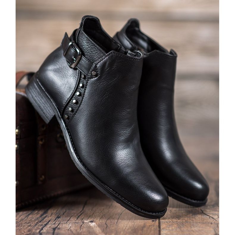 Cm Paris Botas de salto plano preto 1