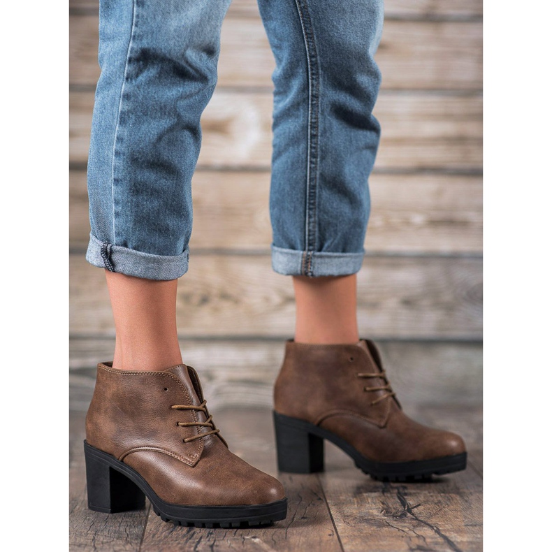 SHELOVET Botas amarradas na plataforma castanho multicolorido 1