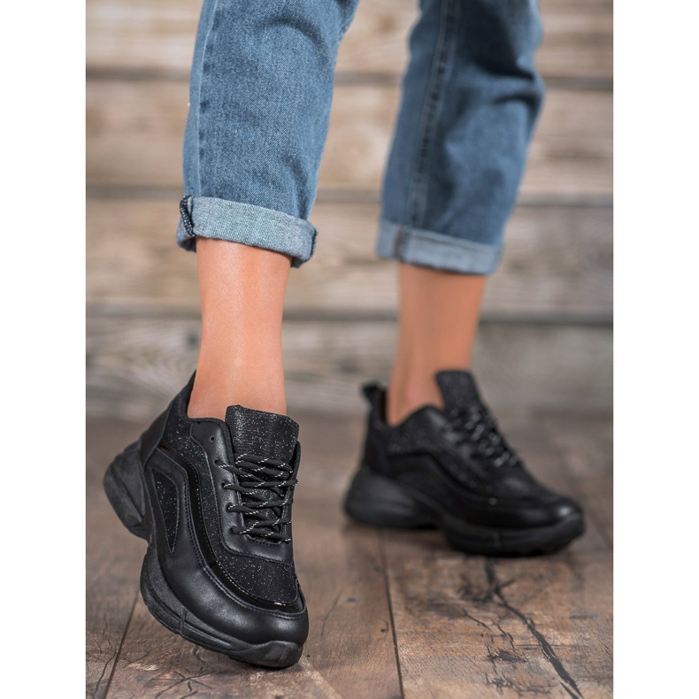 SHELOVET Calçados Esportivos Brilhantes preto 2