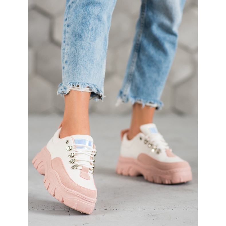 SHELOVET Calçados esportivos de amarrar rosa 2