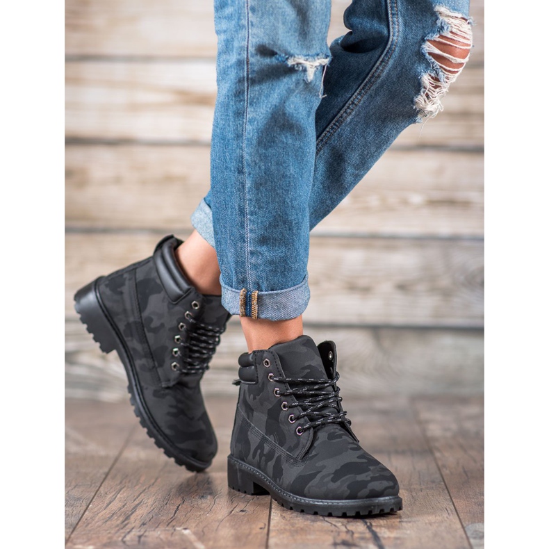 Marquiz Trappers Moro com cadarços preto cinza 2 Marquiz Trappers Moro com cadarços preto cinza 2