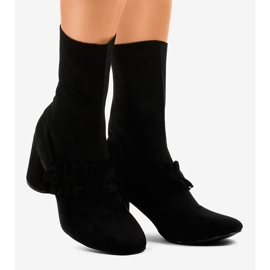 Botins de camurça preta no poste LL-102P preto 1 Botins de camurça preta no poste LL-102P preto 1