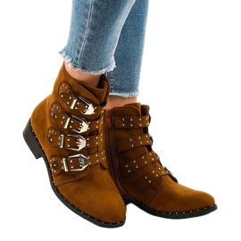 Botas femininas marrons com fivelas A-167 castanho 1
