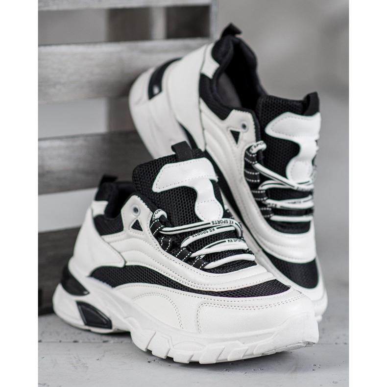 SHELOVET Tênis da Moda branco preto 1