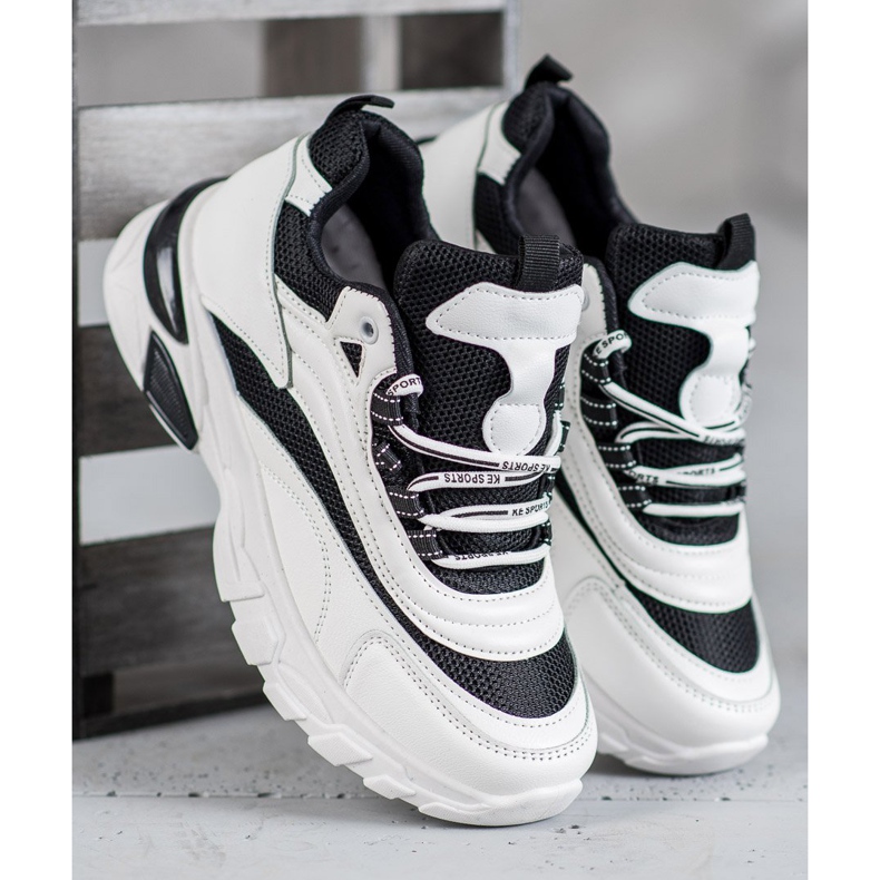 SHELOVET Tênis da Moda branco preto 2