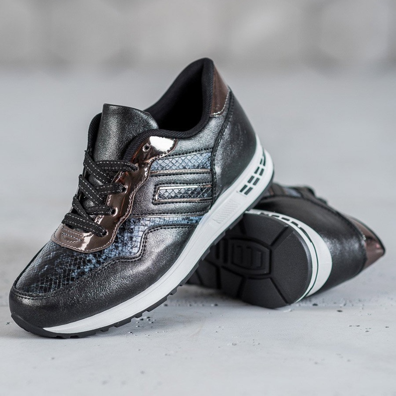 SHELOVET Tênis com estampa de cobra preto 1