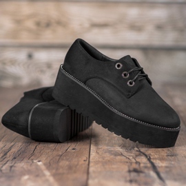SHELOVET Sapatos de camurça na plataforma preto 5