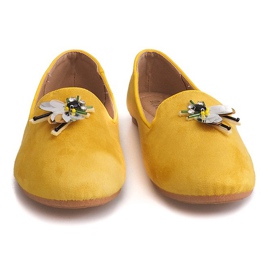 Bailarinas de camurça com couro cabeludo amarelo 9988 1